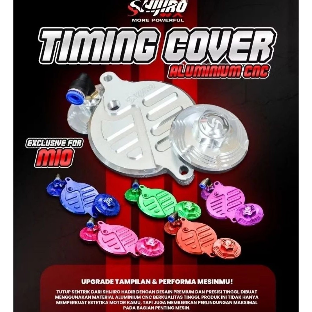 Tutup Klep dan Tutup Sentrik Mio Karbu,Mio Sporty Alumunium CNC by Shijiro Racing