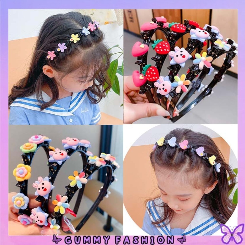 •KEDAI SALSA•BD1809 Bando Rambut Anak Karakter Hairband Kepang Motif Fashion Aksesoris Rambut Wanita