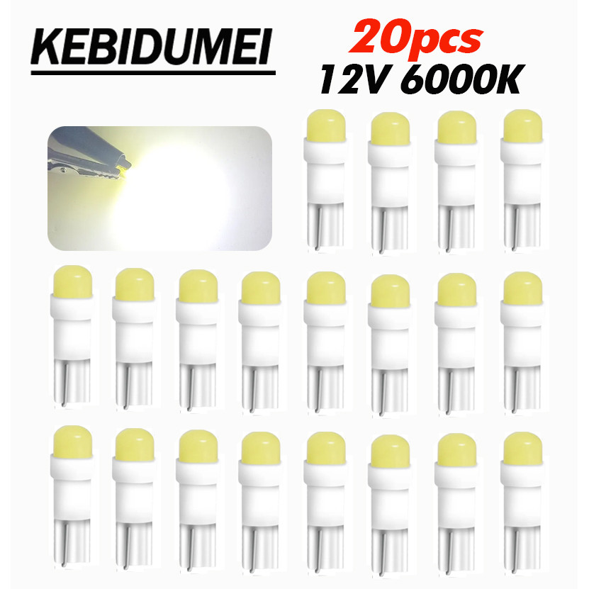 20Pcs T5 C0B Car Light Incator Light W1.2W W3W LED 1SMD Reang Light trument Lamp Bulb 4014 LED Super