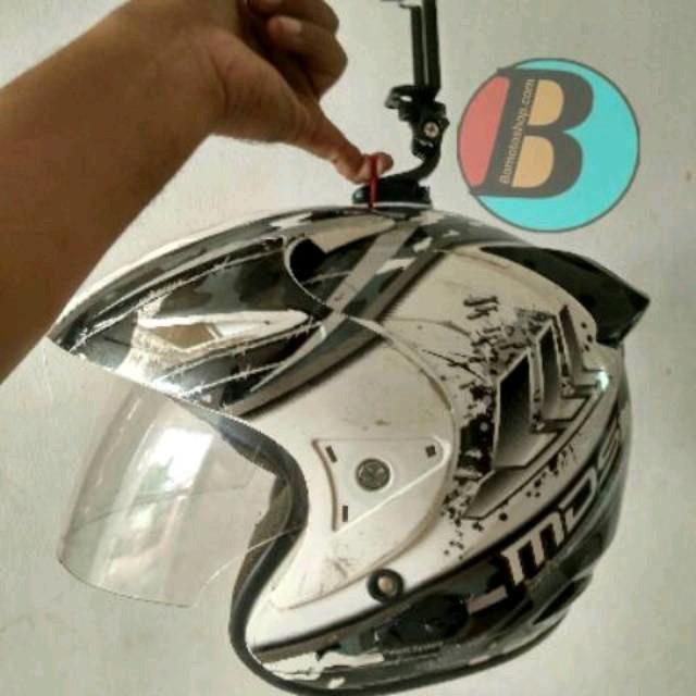 Original breket mounting helm motovlog dengan handphone vlog vlogger motovlog holder ulir besi Plast