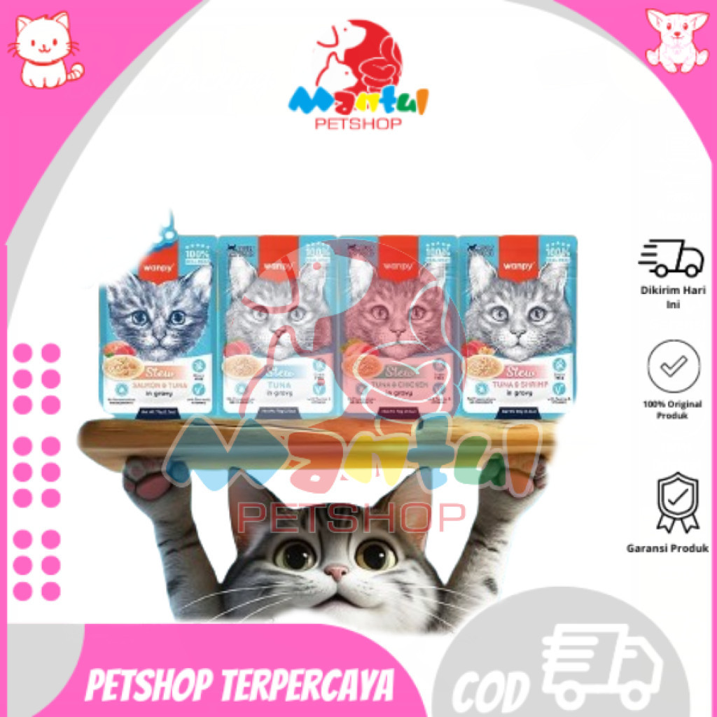 Makanan Kucing WANPY RETORT CAT Stew Retort Pouch 70GR