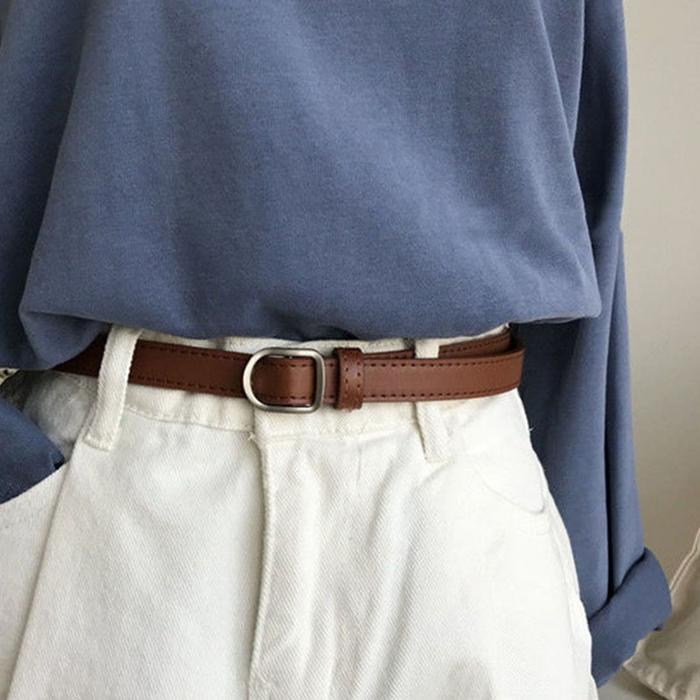 Caramel - Ikat Pinggang Wanita Gesper Sabuk Kulit Pu Leather Tebal Aksesoris Fashion Vintage Style K