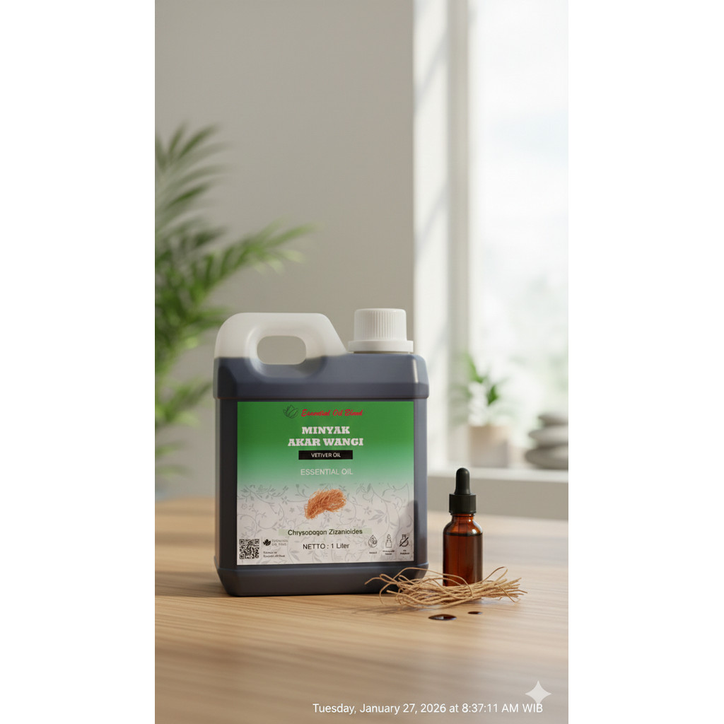 1 Liter Minyak Akar Wangi Essential Oil - Minyak Esensial Vetiver Aromaterapi