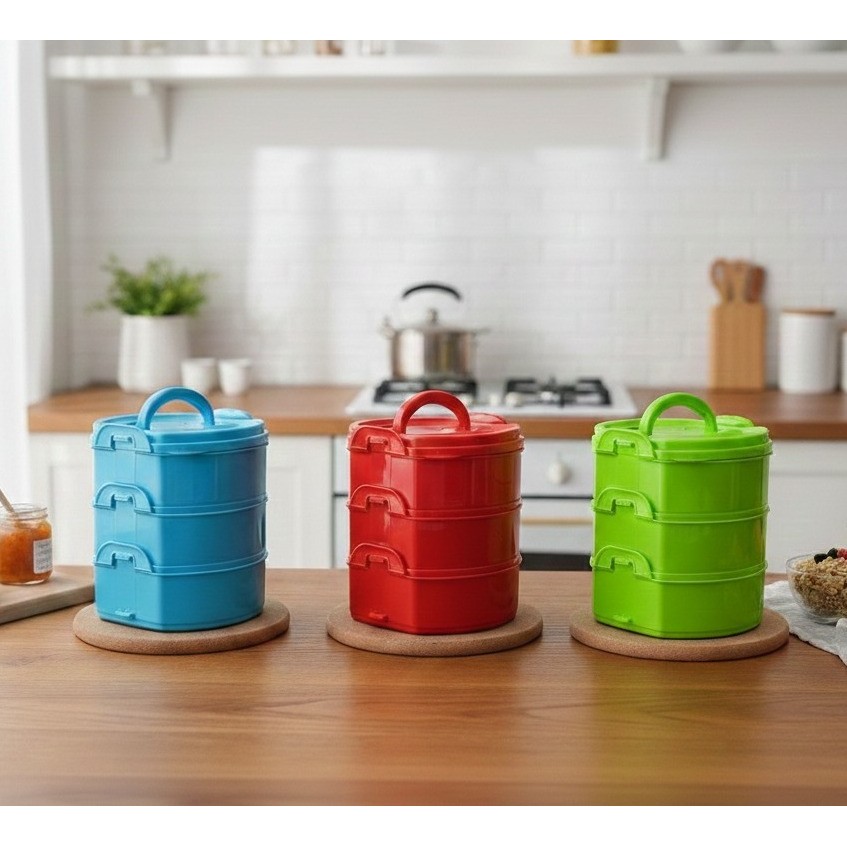 RANTANG VALENCIA Susun 3/ Rantang susun 3 plastik / Rantang susun 3 / rantang susun Hajatan / Rantan