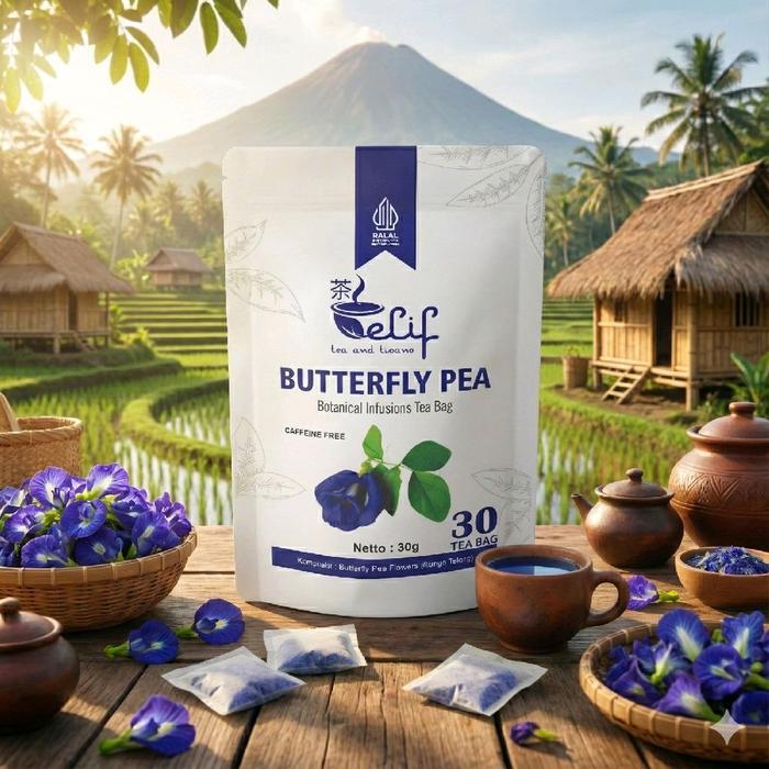 ELIF TEA AND TISANE Butterfly Pea Tea | Teh Bunga Telang | 30 Tea Bag - Butterfly