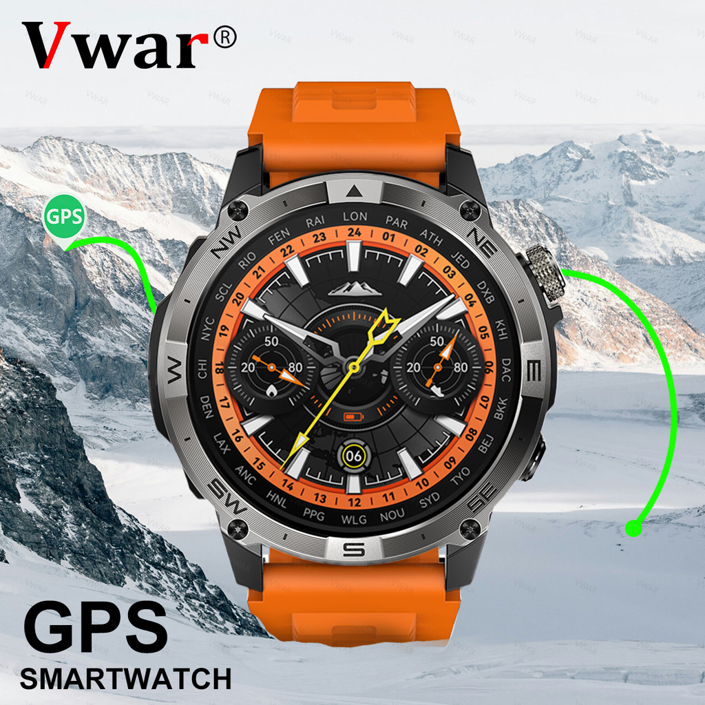 VWAR ACE GPS Smart Watch 5 ATM IP69K Waterproof Built-in Dual-band GNSS Compass Military Sport Smart