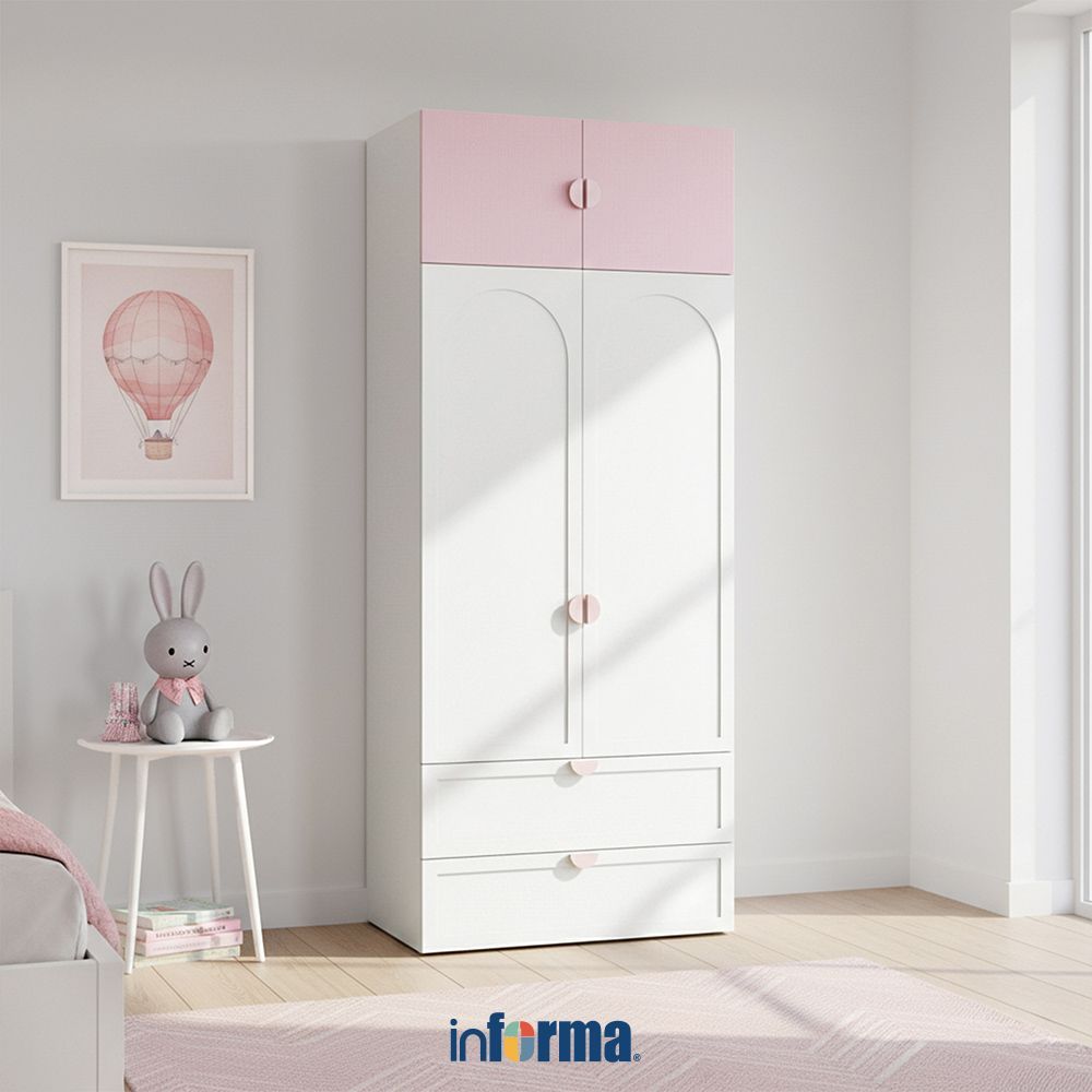 Informa Kaia Lemari Pakaian Anak - Pink Wardrobe Storage Kabinet Tempat Simpan Baju Lemari Pintu Ayu