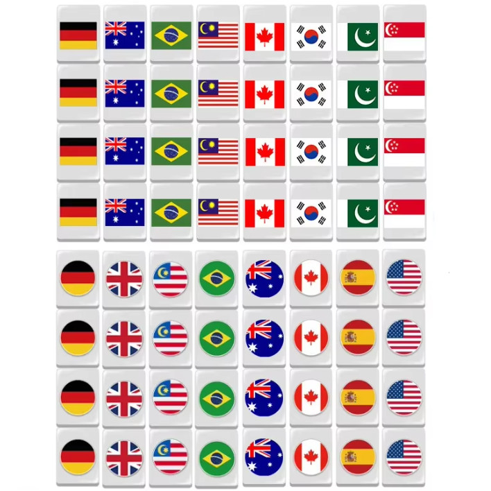 Seaside escape Mahjong Blocks Tiktok 64 Pcs Mahjong Seaside Escape Tile Game Pattern of Flag Ball Ba