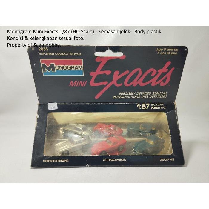 Monogram Mini Exacts 1/87 Mercedes Gullwing Ferrari 250 GTO Jaguar XKE 3 Pack HO Scale Dcast