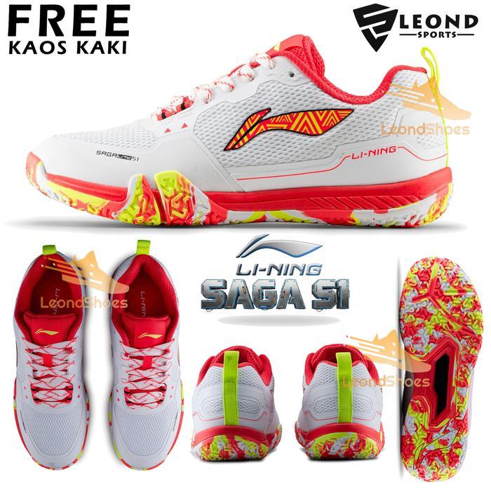 FREE KAOS KAKI Sepatu Badminton Lining Saga Lite   Original Sepatu Bulu Tangkis Lining Saga Lite Ter