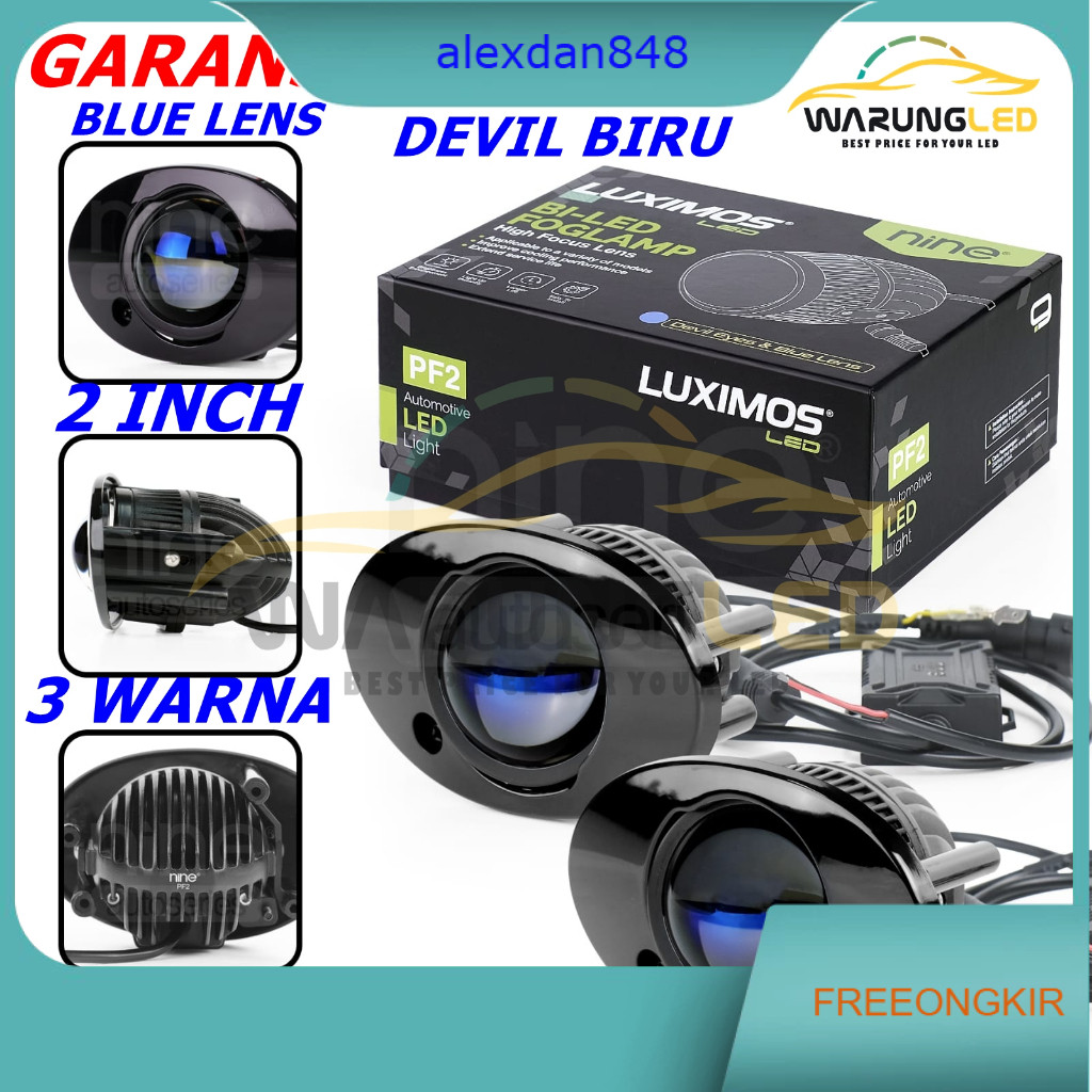 LAMPU BILED FOGLAMP MOBIL TOYOTA AVANZA HONDA BRIO NINE LUXIMOS LED PF2 80 WATT 2 INCH PUTIH KUNING 
