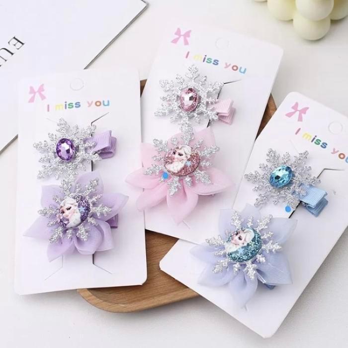 Jepit Rambut Korea Elsa Frozen Disney Ikat Rambut Jepitan Princess - SET FROZEN K
