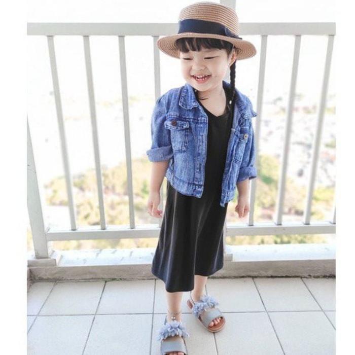 PROMO DISKON Jaket Rompi Oversize Cassandra Jeans Denim Wanita Vest Vintage Korean Style Kekinian - 