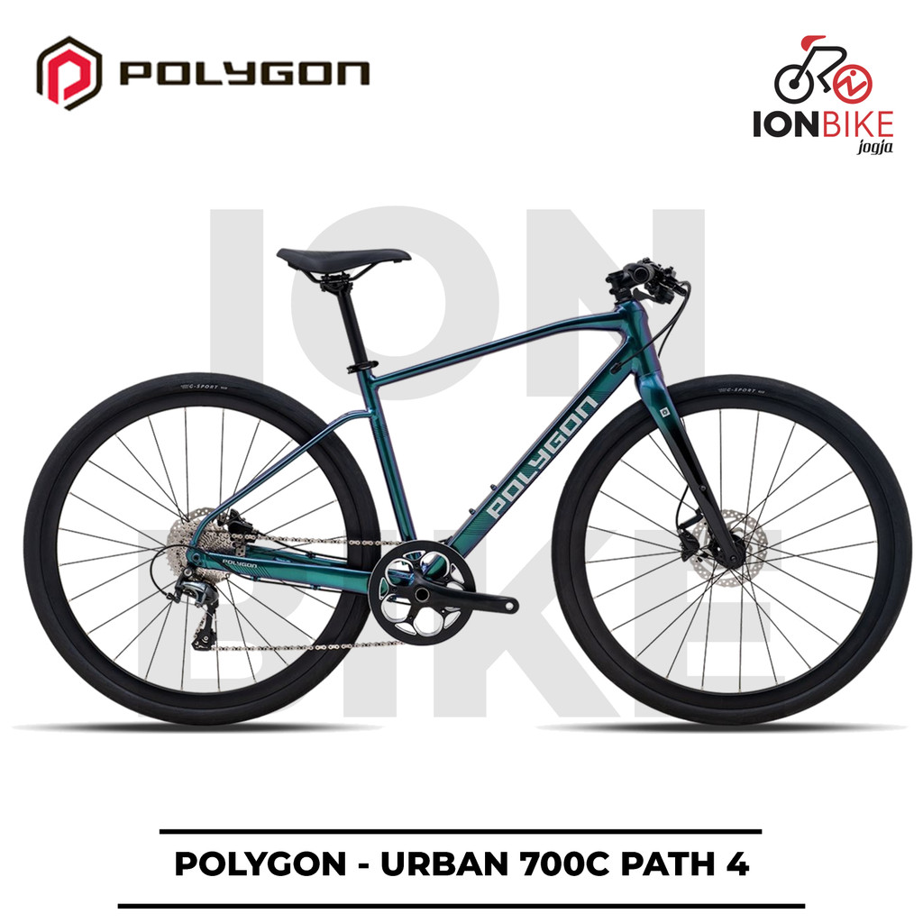 Sepeda Urban 700c Polygon Path 4 Terbaru 700 c Flatbar Commuter 10 Speed Tiagra 4.0 Alloy Hybrid Gra