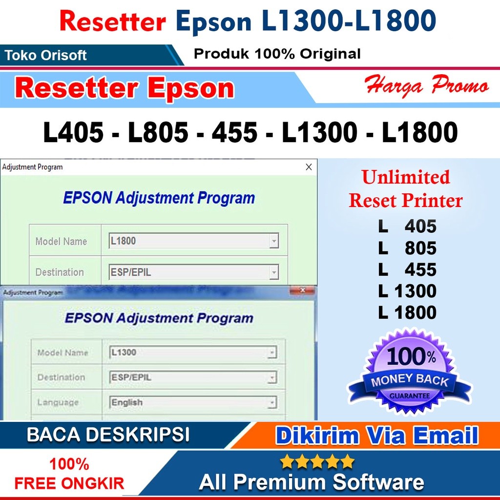 Resetter Epson L405 L1300 L1800 L805 L455 Full Version Unlimited Solusi Blinking
