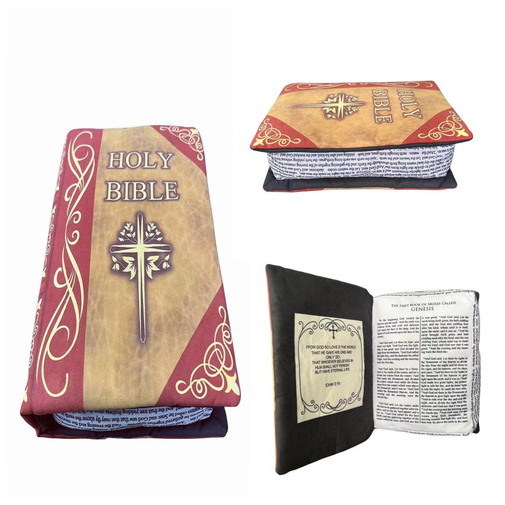 Holy Bible Pillow Book Plush That Opens Bible Verse Pillow Soft Plushies Book Pillow Bible ristian G