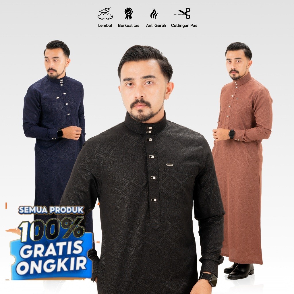 Hici Jubah SONOKLING Gamis Slimfit Pria Dewasa Motif Batik Lengan Manset Wolfis- pakaian pria lainny