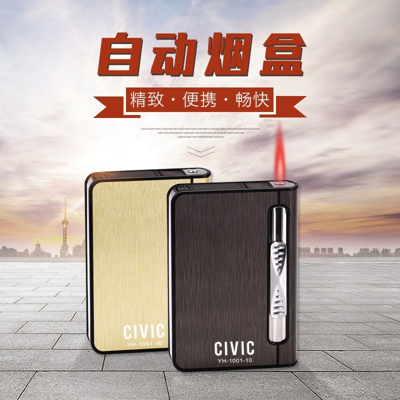 Kotak Rokok Slim YH-1001-10 Plus Korek Api Metal Plastik  premium case lighter KHUSUS SLIM  BISA COD