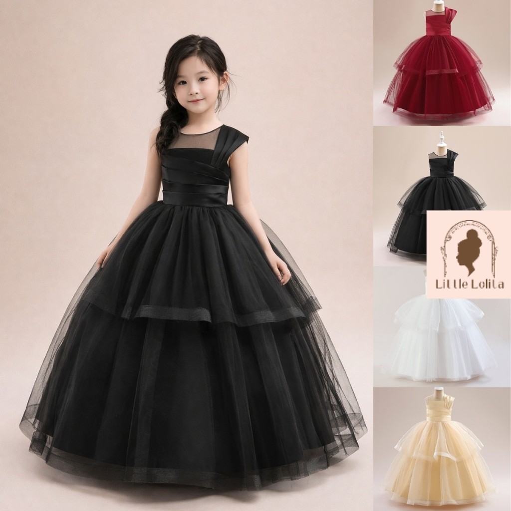 7-10T LONG DRESS PREMIUM VIVIAN - GAUN BALL GOWN ANAK PEREMPUAN Model Korea Tile ULANG TAHUN PESTA