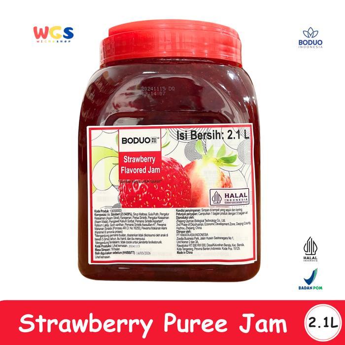 [zerov] Boduo Strawberry Flavored Jam 2.1L – Puree Buah Serbaguna untuk Topping, Olesan & Minuman