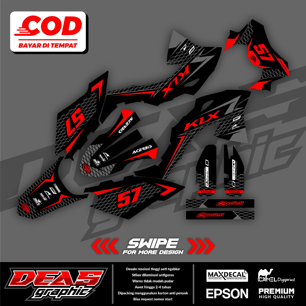 Decal KLX BF - KLX G - KLX SE grafis 015 - STICKER DECAL - FULLBODY CUTTING RAPI