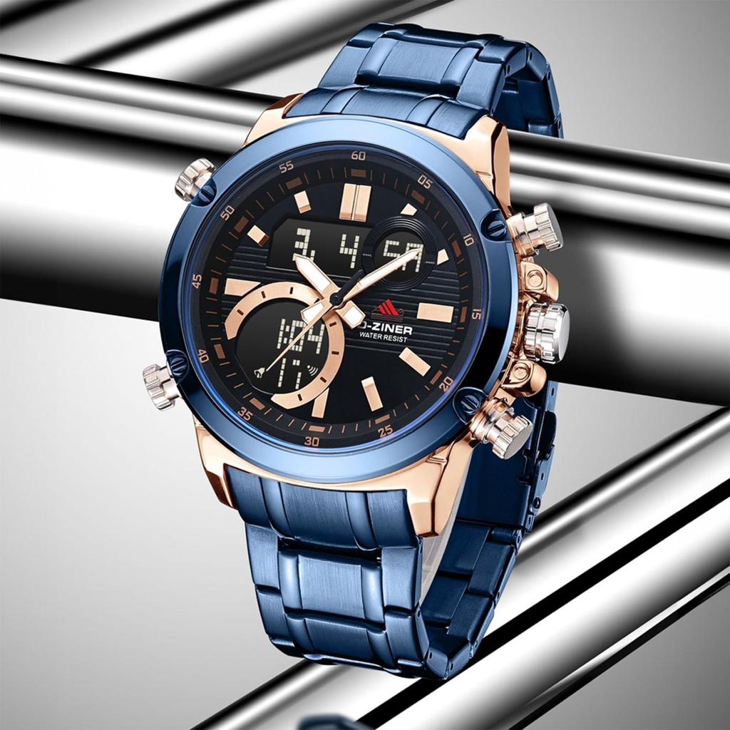 Jam tangan Pria Dziner 8333 Rantai Stainless Steel Double TIme Water Resistant 3 ATM Watches