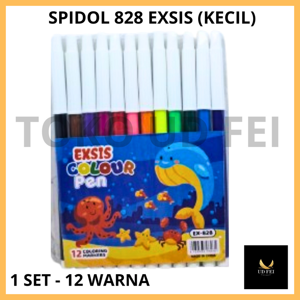 (1 SET=12 WARNA - MERK EXSIS) Spidol kecil / Spidol EXSI kecil/ Spidol 828/ Spidol kecil 828 EXSIS/ 