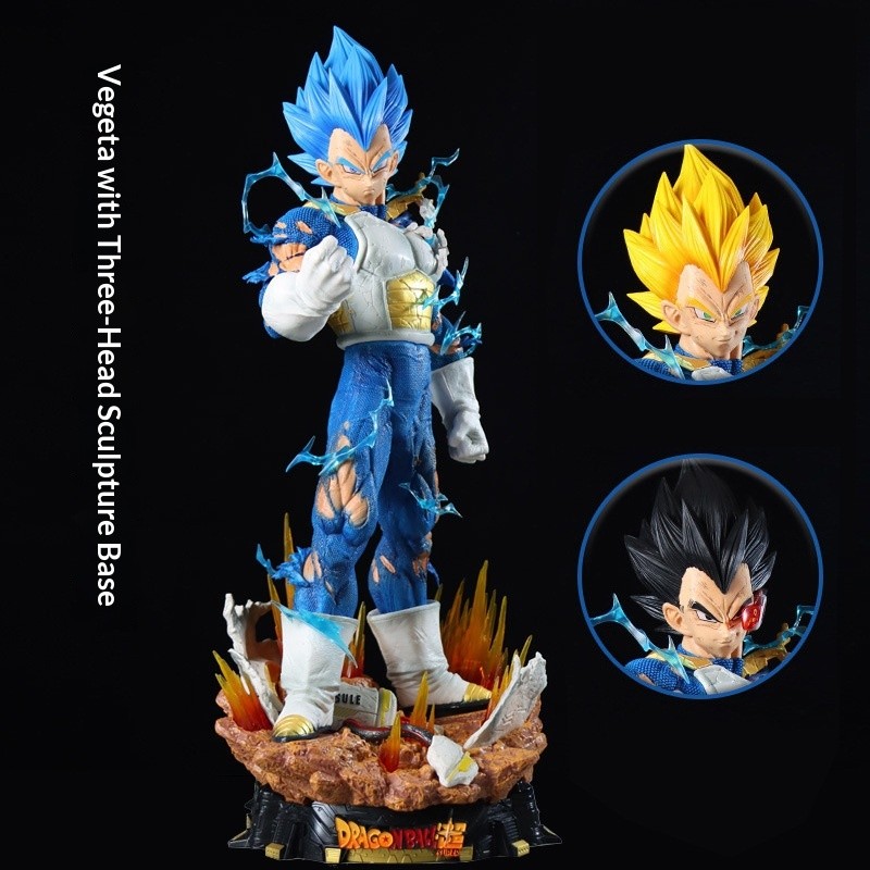 2025 Dragon Ball Lx Super Saiyan Super Blue Vegeta Four Head Carving Handmade Anime Model Ornament C
