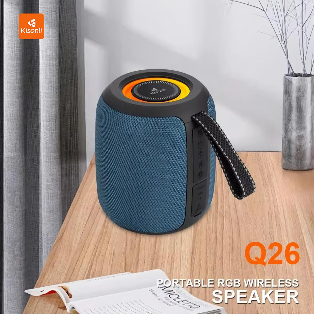 Speaker Wireless Q26 Kisonli Bluetooth Outdoor TWS RGB Light Colorful Portable Strong Bass - ST
