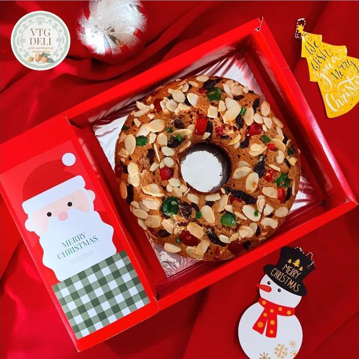 English Fruit Cake diameter 20 cm ( Christmas Hampers / Hamper Kue Natal ) Party Size - LESS SUGAR