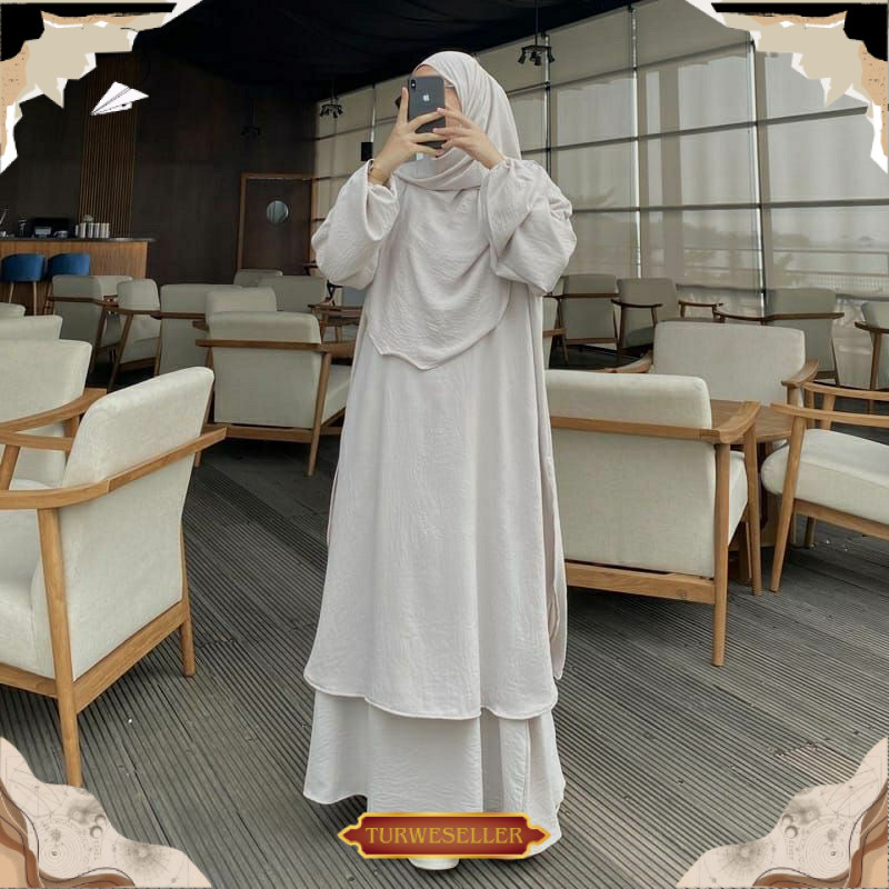 Hameda Set Tunik | Setelan Wanita Terbaru Rok Dan Tunik Viral Bestseller size L XL XXL Jumbo Bumil b