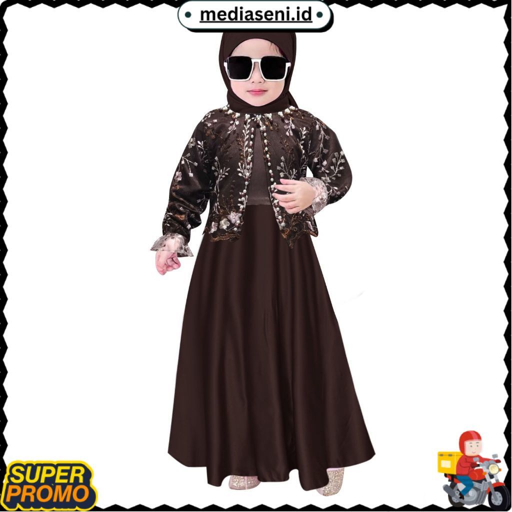 TERLARIS baju gamis anak perempuan 5 tahun terbaru , Evallyn Kids 2-11Tahun , baju brokat anak perem