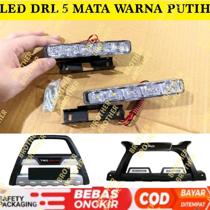 Lampu LED DRL 5 Mata Tanduk TRD Luxury A Putih 12 Volt Anti Air - 1 PCS
