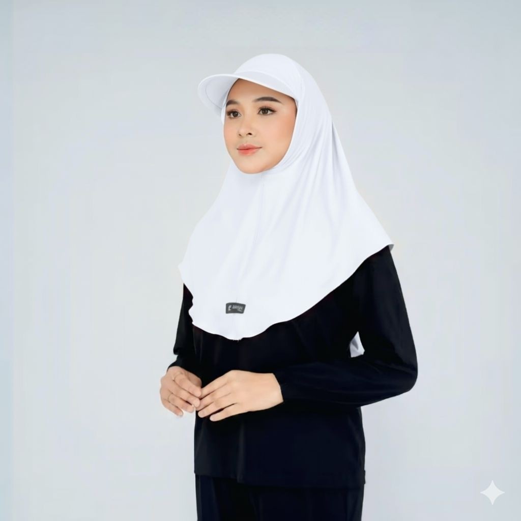 Hijab Sport Topi Warna Putih bersih Size M dan L