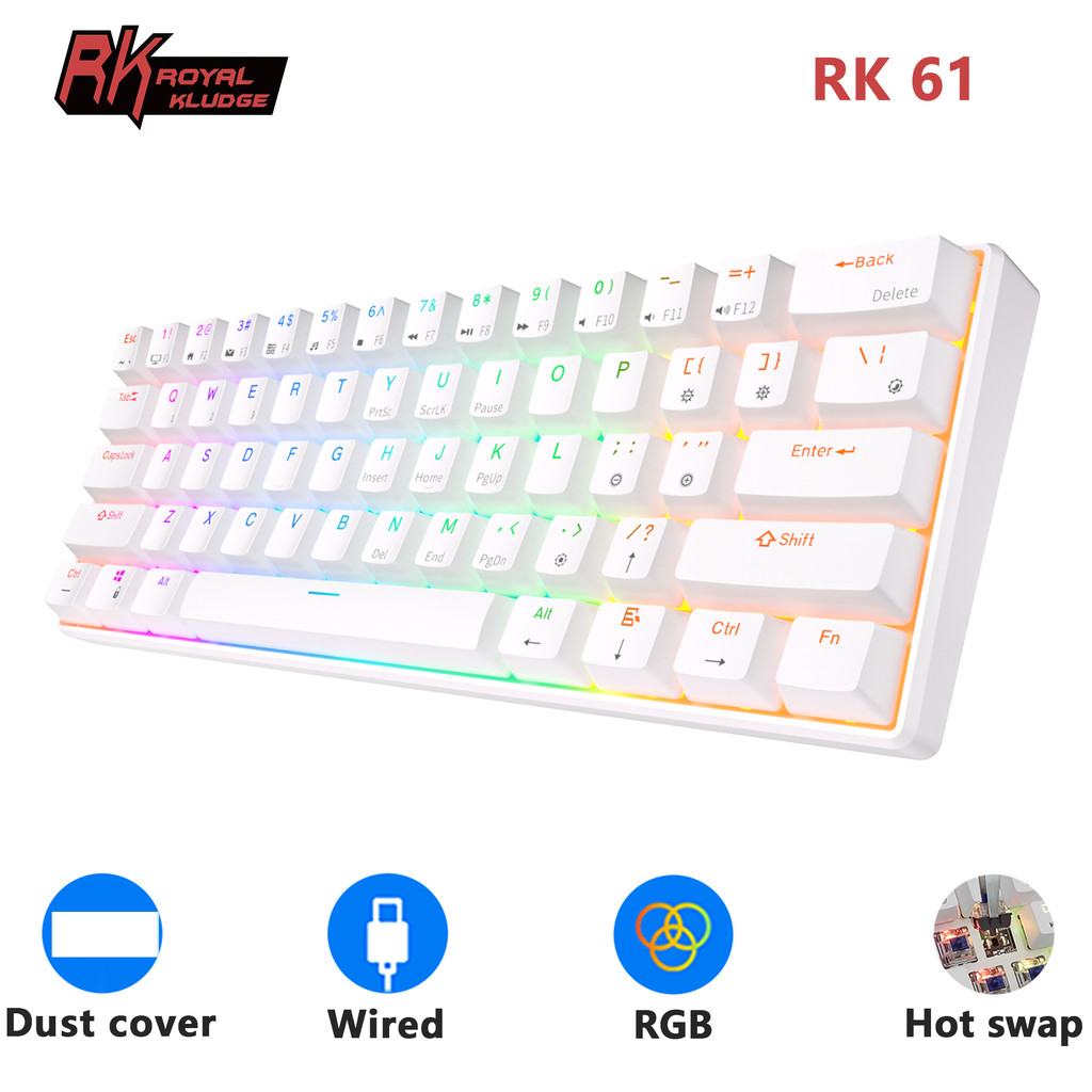 RK61 RK Royal Kludge Russian Gaming Keyboard Wireless Meanical Keyboard 60% RGB Backlit 61 Keys Blue