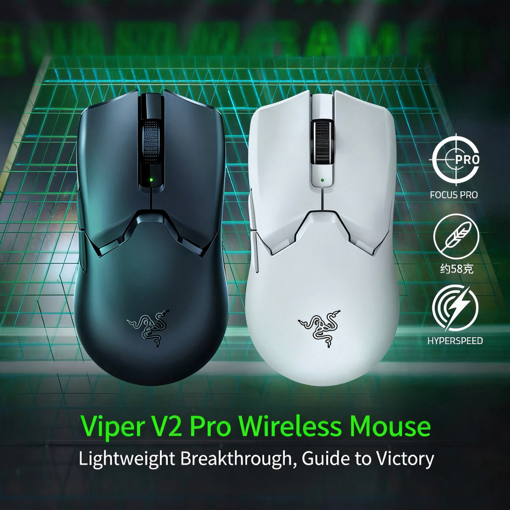 For Razer Viper V2 Pro, 58g Ultra-Lightweight Wireless Gaming Mouse, Focus Pro 30K Sensor for Esport