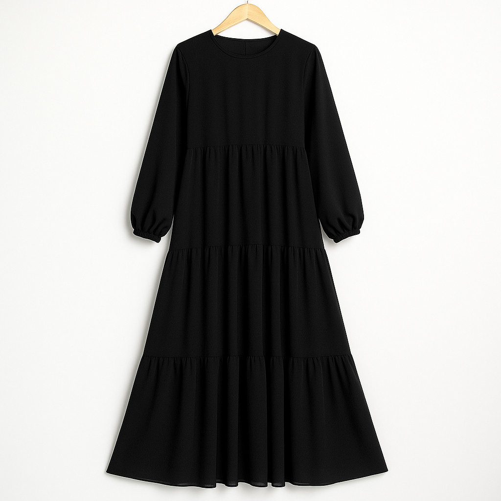 Gamis Ceruty / Dress Premium Ceruty Babydoll Full Puring LD100-120cm - Polos Best Sellerpakaian cewe