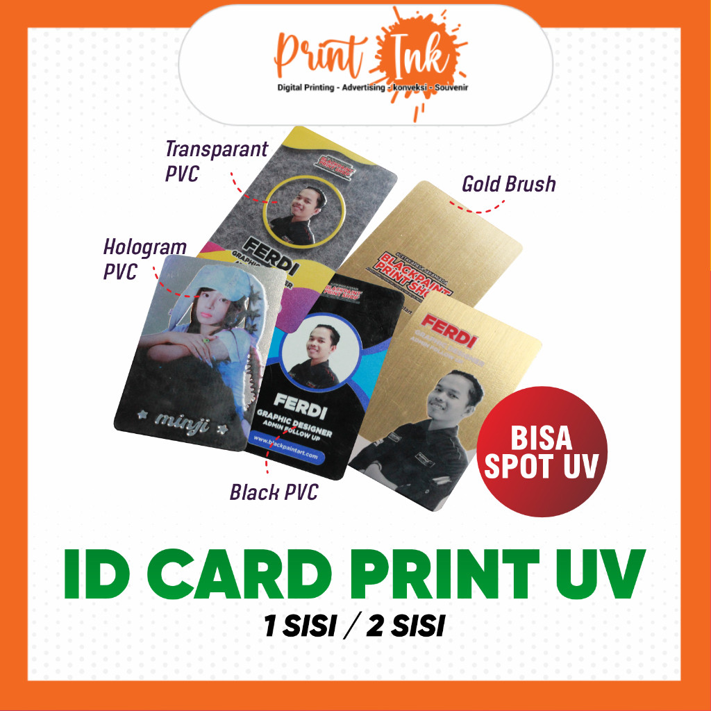ID Card Print UV / ID Card Hologram PVC / ID Card Black PVC / ID Card Gold Brush / ID Card Transpara