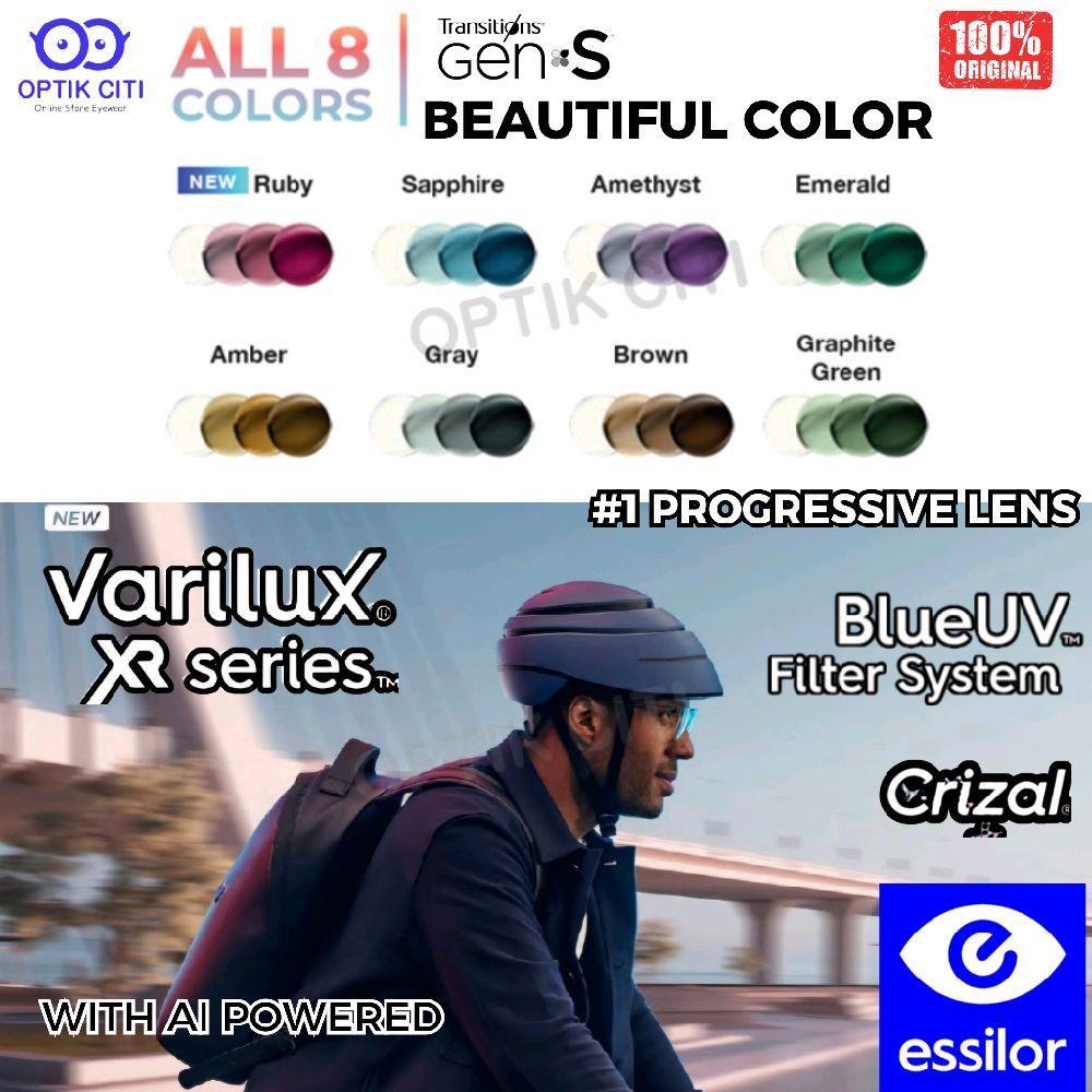 Lensa Kacamata Progresif Photochromic Crizal Essilor Varilux XR Design Transition Gen S Beautiful Co