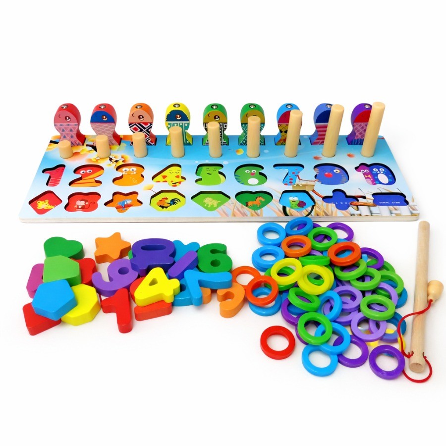 Mainan Puzzle Kayu Edukatif Magnet Angka 1-10 Berhitung Bentuk Geometri Koordinasi Motorik / Puzzle 