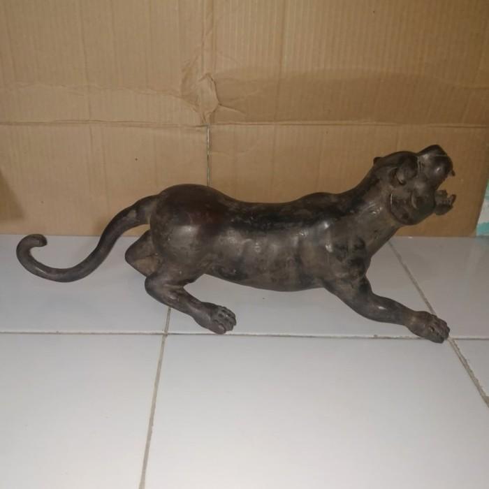 Koleksi Patung Pajangan Harimau Ngaum Macan Kumbang Perunggu Hitam KJ