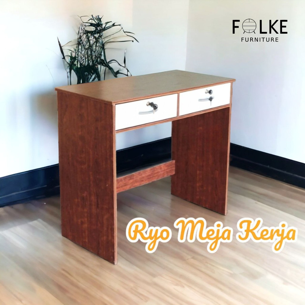 Ryo Meja Tulis 2 Laci Kunci / Meja Kantor 80*40 Minimalis / Meja Belajar / Office Desk / Meja Kerja 