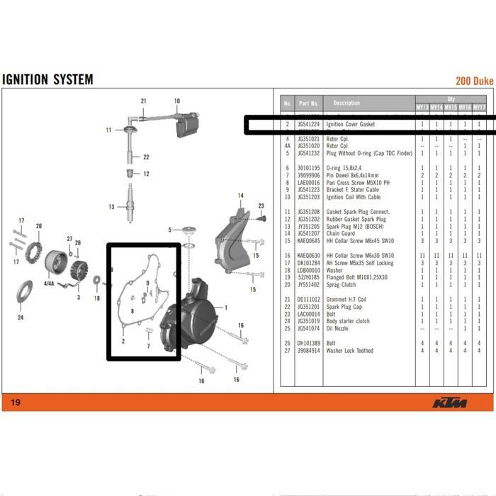 PAKING PACKING MAGNET KTM DUKE DAN RC 200 / GASKET MAGNETO COVER KTM