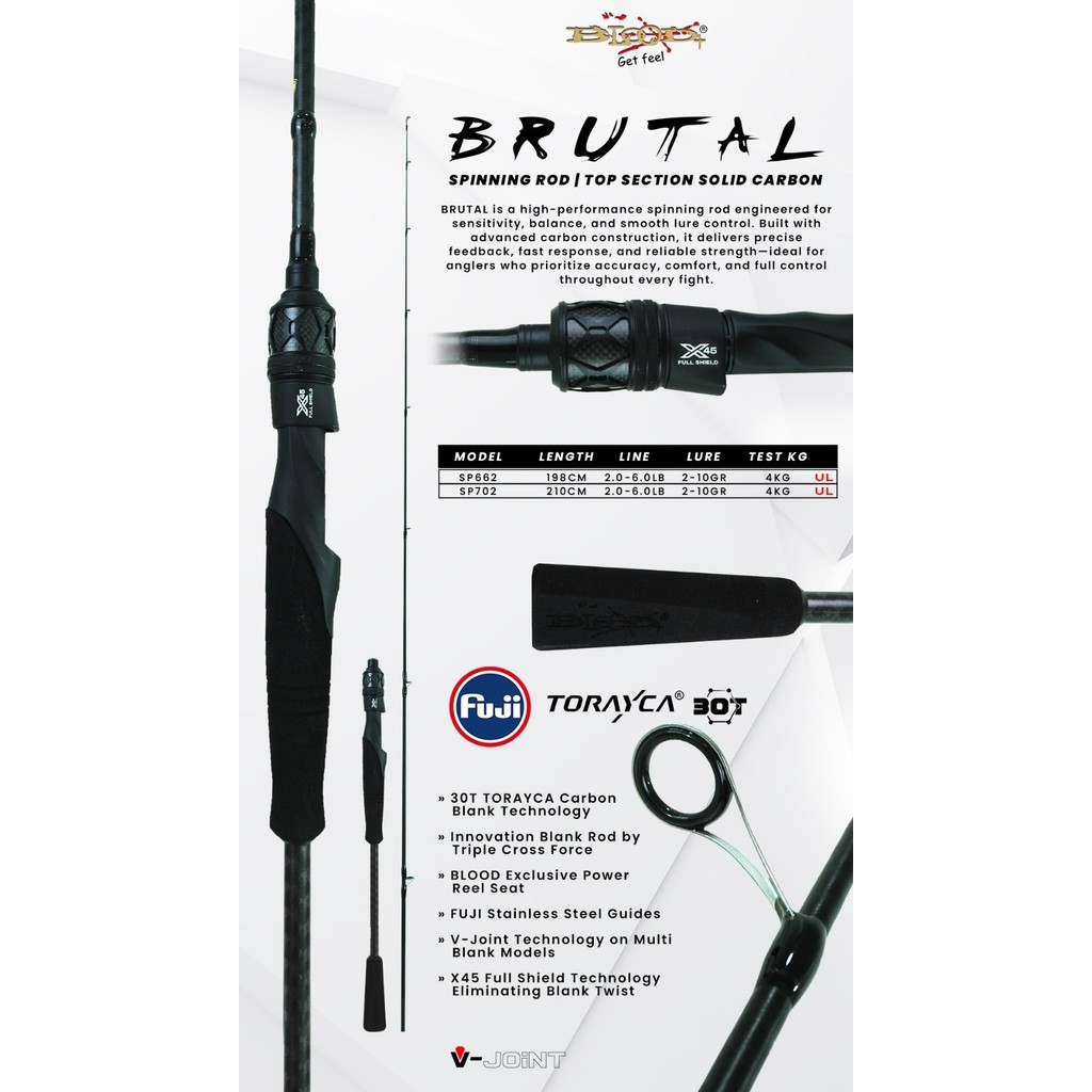 BLOOD - Joran SP & BC Blood Brutal 198cm s/d 210cm UL Carbon Torayca 30T FUJI Ring Guide