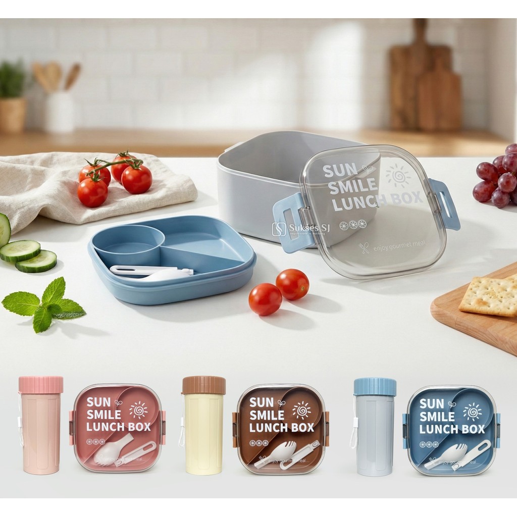 SR LunchBox Set 8838 1000Ml | Lunch Box Set – Kotak Makan Aesthetic & Botol Minum Matching BPA Free