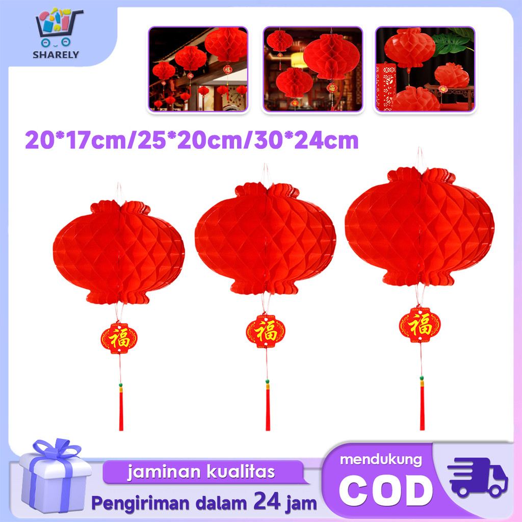 Lampion Imlek 10pcs Lampion Kertas China Lampion Gantung Imlek Lentera Kertas Dekorasi Anti Air