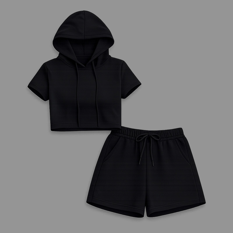 KSE-18 set baju olahraga gym senam wanita style korea hitam