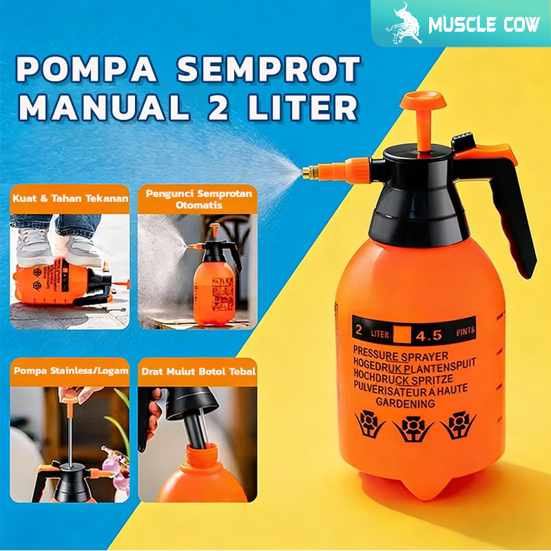 Pressure Sprayer MUSCLE COW Botol Semprotan tanaman Spray Pompa Manual 2L mengentalkan