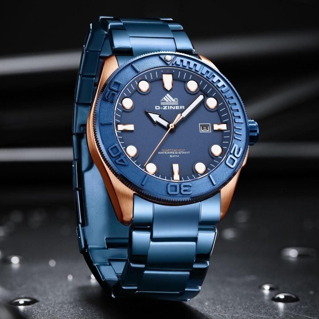 Dziner Jam Tangan Pria DBuy 1 Get 1 Dziner Jam Tangan Pria Dziner 9069 Rantai Stainless Steel Origin