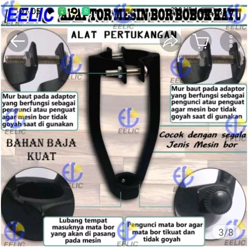 Adaptor dudukan bor bobok kayu